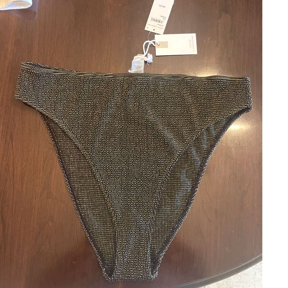 NWT Good American Womens Bikini Bottoms Size 4XL 5XL Black Gold High Waist